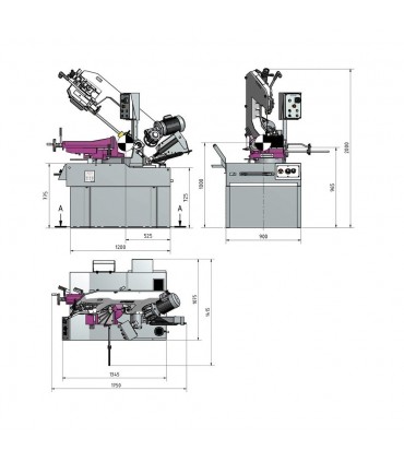 Ferastrau cu banda pentru metal cu taiere cu mitra dubla Optimum S 350 DG
