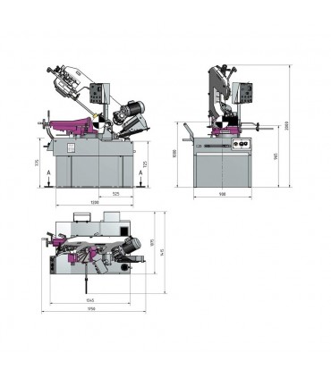 Ferastrau semi-automat pentru metal cu taiere cu mitra dubla Optimum S 350 AV